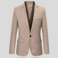 thumbnail image 4 of Flap Pockets Long Sleeve Men Blazer Solid Color Single Button Lapel Suit Jacket Male Clothing, 4 of 7