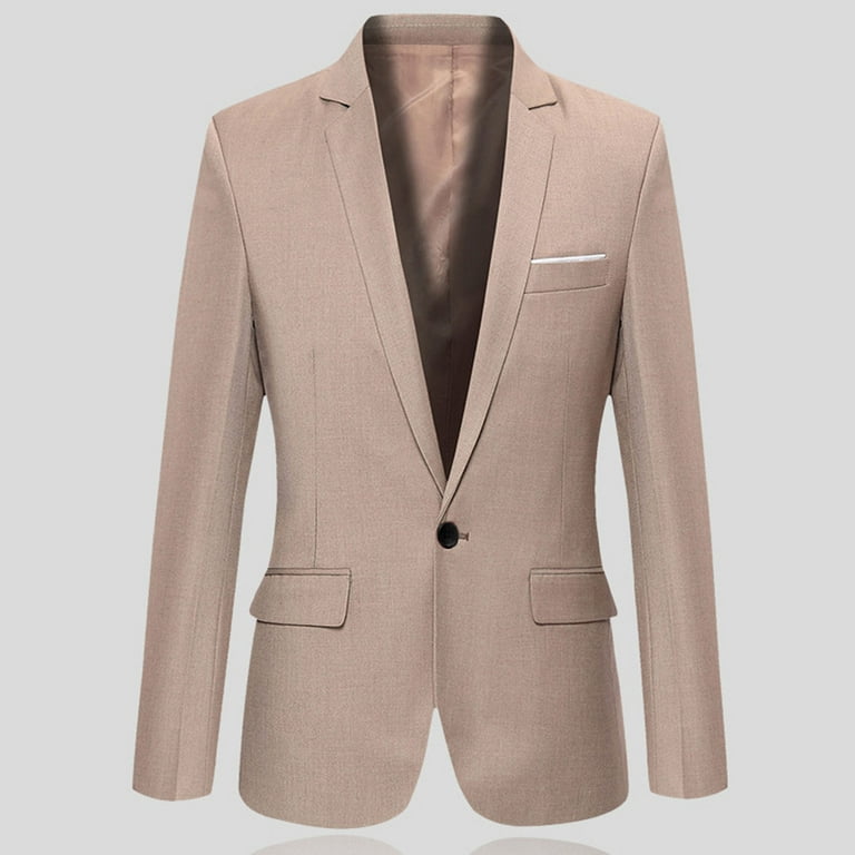 ジャケット Flap-pockets Single-breasted Blazer Flap Pockets Long Sleeve Men Blazer Solid Color Single