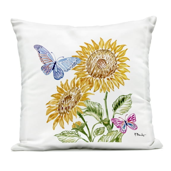 Stupell Industries Brushstroke Sunflowers & Butterflies Outdoor Printed Pillow design by Paul Brent, 18 x 7 x 18