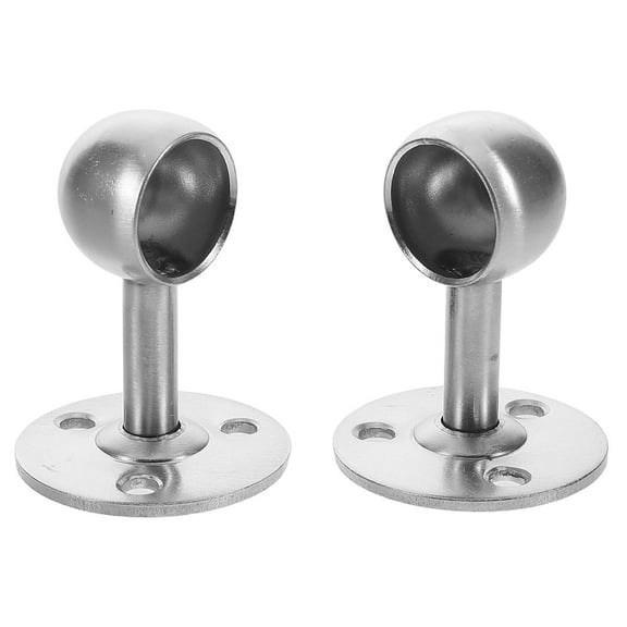 Hemoton 2PCS Heavy Duty Stainless Steel Curtain Rod Brackets for Wall and Ceiling Mount Closet Rod End Supports and Shower Curtain Rod Holders