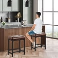thumbnail image 7 of iSunirm Bar Stools Set of 1, 24 Inch Counter Height Stools Saddle Stool, Soft PU Leather Barstools with Metal Base, 350 LBS Capacity, Industrial Bar Stools for Bar, Dining Room, Kitchen, Brown, 7 of 7