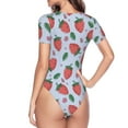 thumbnail image 4 of The Xecao Strawberries Women's Crew Neck Body Suit, a short-sleeved bodysuit and basic swimsuit, both comfort and style for dating and daily life, 4 of 9