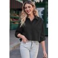 thumbnail image 6 of Asyoly Womens Tops Casual Button Down Cotton Cropped Shirts Solid Long Sleeve Dressy Oversized Blouse with Chest Pocket, 6 of 7