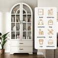 thumbnail image 2 of 71" Tall Arched Kitchen Pantry Storage Cabinet with 2 Drawer & 2 Door, 6 Tier Farmhouse Wood Pantry Arched Cabinet with Glass Door & Adjustable Shelves for Kitchen Dining Room Living Room, White, 2 of 8