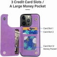 thumbnail image 2 of Dteck for iPhone 13 Pro Wallet Case with Card Holder, Butterfly Flower Embossed Faux Leather Kickstand Card Slots Case, Handmade Shockproof Protective Slim Soft Flip Phone Case 2021 6.1", Purple, 2 of 6