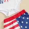 thumbnail image 7 of Okbabeha 4th Of July Baby Boy Outfit Infant Short Sleeve Letter Print Romper + Flag Print Pants + Hat Summer 3pc Set, 7 of 7