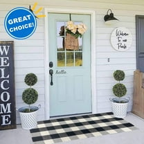 Howarmer Large Buffalo Plaid Outdoor Indoor Rug, Cotton Hand-Woven Checkered Area Rug, Washable Front Door Mat for Front Porch, Kitchen, Farmhouse Entryway,35.4"×59"