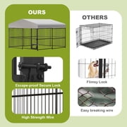 Kselythan 10X10x6 FT Dog Kennel Outdoor,Heavy-Duty Metal Dog Playpen for Large & Medium Dogs,Dog Crate Enclosure with Waterproof UV-Resistant Cover,Secure Lock &Swivel Feeding Bowl, for Backyard