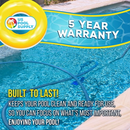 Blue 25Ft U.S. Pool Supply 1-1/2 x 25 Foot Professional Heavy Duty Spiral Wound Swimming Pool Vacuum Hose with Kink-Free Swivel Cuff, Flexible - Connect to Vacuum Heads, Skimmer, Filter Pump Inlet, Accessories