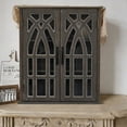 thumbnail image 3 of S-HOME Vintage Wall-Mounted Cabinet in Rustic Wood Finish, 21.26 Inch Accent Chest with Decorative Cutout Doors for Bathroom and Living Room Storage, Antique Black, 3 of 8