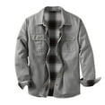 thumbnail image 2 of qolati Mens Twill Cargo Shirts Long Sleeve Casual Lightweight Button Down Shacket Plaid Lined Outdoor Work Jackets, 2 of 8