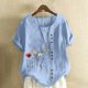 thumbnail image 5 of Camisetas de Manga Corta para las Mujeres Impreso Botón de Manga Corta Camiseta Blusa Poliéster, Ropa Casual Mirar Superior para las Mujeres, 5 of 8