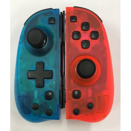 Motion Controllers pair with a USB Type-C Charging Cable & Joy-Con Alternative compatible with Nintendo Switch - Clear Blue Red