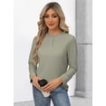 thumbnail image 5 of Waffle Knit Shirts for Women Green M, 5 of 8