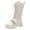 Beige, variant on Krdevn Girls Knee‑High Leather Boots Pearl Bow Decor Lace‑Up Side Zipper Non‑Slip Thick Sole Fashion Winter Tall Boots,Black