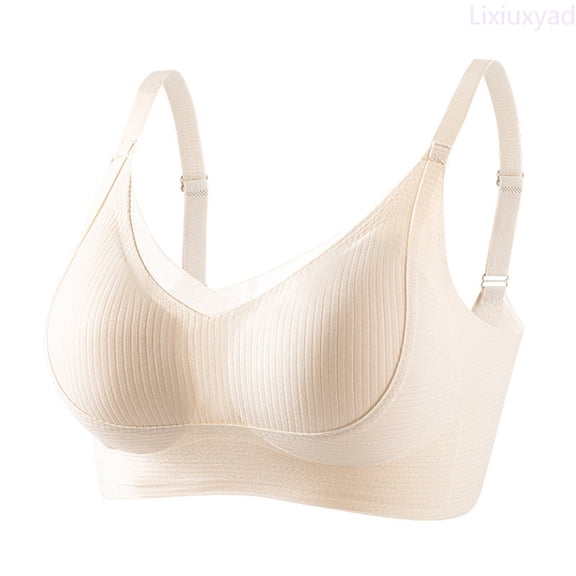 Lixiuxyad Soft Support Lift Fixed Cup Bra Small Chest Gathering Sports Back Bra,Bras for Women Beige L