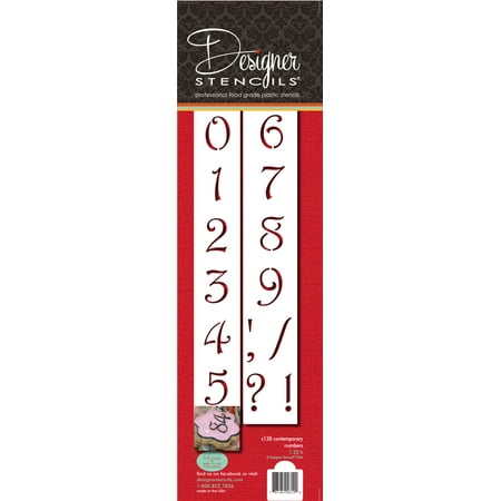 Designer Stencils C138 1.25 Inch Contemporary Numbers Cake Stencils, Beige/semi-transparent
