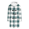 thumbnail image 4 of Hvyesh Women's Casual Horn Button Down Long Coat Christmas Plaid Shacket Jacket Slim Fit Mid Length Pea Coats with Faux Fur Lapel, 4 of 8
