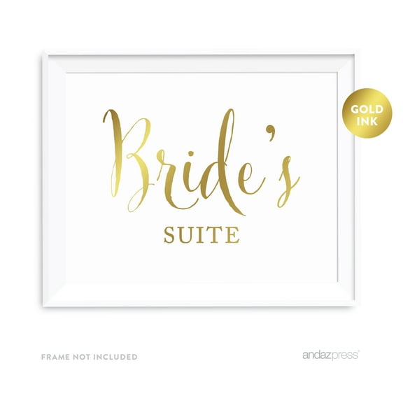 Bride & Groom's Suite Gold Metallic Gold Wedding Party Signs, 2-Pack