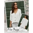 thumbnail image 5 of HUBERY Women V Neck Single Breasted Rolled Long Sleeve Solid Color Top, 5 of 5