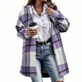thumbnail image 5 of Perfectbot Women's Long Plaid Flannel Shacket Wool Blend Long Sleeve Casual Fall Jacket, 5 of 6