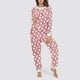 thumbnail image 5 of Conjunto de top y pantalones de poliéster con bolsillos largos y estampado de cuello redondo informal para mujer, 5 of 6