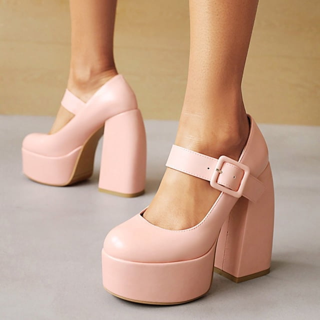 LSLJS Chaussures à Bride pour Femmes, Style Banquet, Décolleté Peu Profond, Épaisses High Heel, Épaisses, à Enfiler