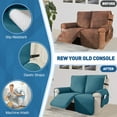 thumbnail image 5 of Lavish Cover 100% Waterproof Recliner Loveseat Cover, 2 Pieces Non-Slip Recliner Couch Slipcovers, Washable Furniture Protector with Pockets & Elastic Straps for Kids Pets, 2 Seaters, Peacock Blue, 5 of 8