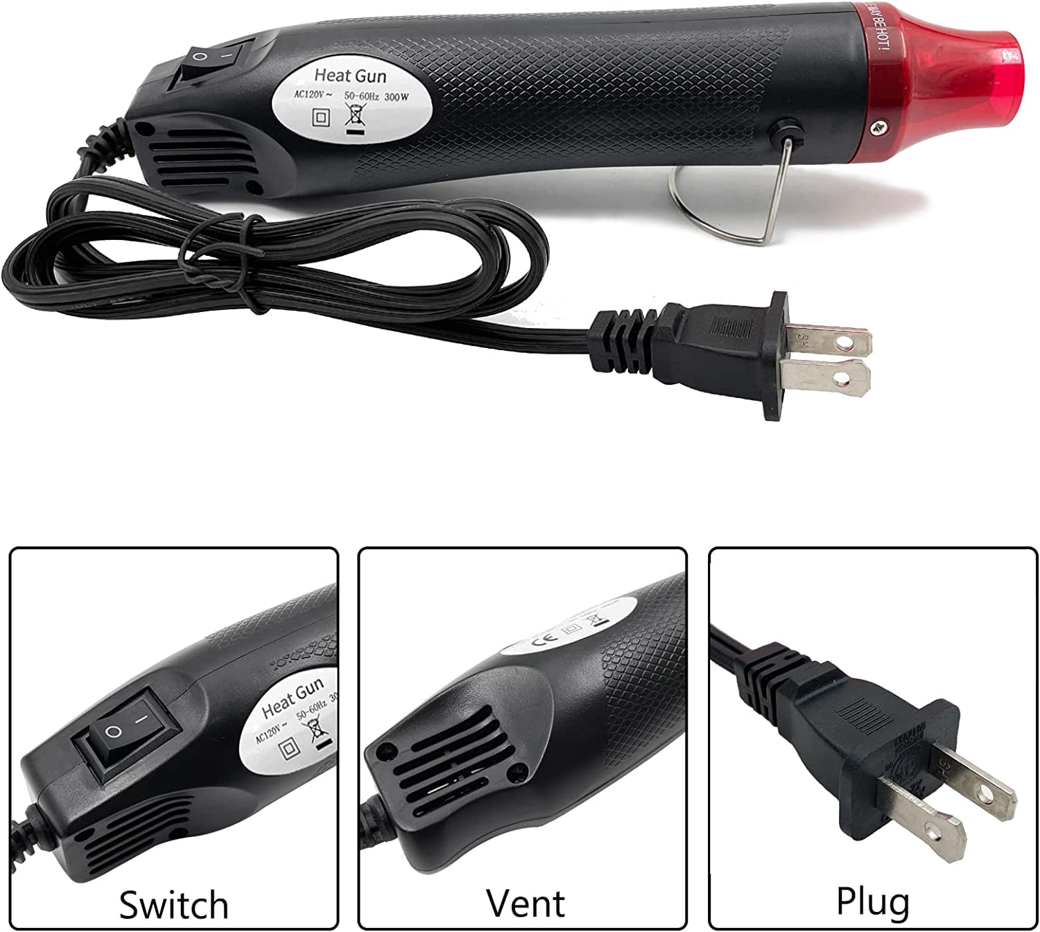 LYFJXX 300 Watts 120 V Corded Electric Heat Gun, Black