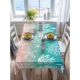thumbnail image 3 of Blue Teal Pink Ombre Coastal Rectangle Tablecloth, Nautical Beach Starfish Coral Summer Waterproof & StainResistant Tablecloth, Washable Oil-proof Table Cover for Dining/Party/Wedding/Buffet 52x70 In, 3 of 9