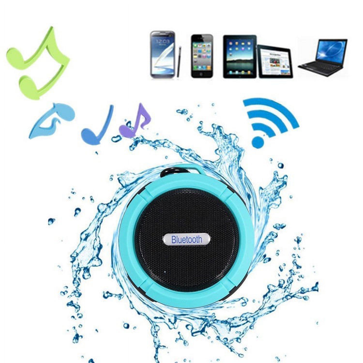 C6 Portable Bluetooth Speaker,Wireless Portable Mini Speaker,Waterproof Bluetooth Speaker,Loud HD Sound,Shower Speaker with Suction Cup & Sturdy Hook,Compatible with IOS,Android,PC,Pad - image 3 of 9