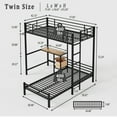 thumbnail image 3 of Toauuo Twin Over Twin L-Shaped Metal Bunk Bed - With Desk Station, Storage Shelves & Drawers, Safety Guardrail & Ladder for Teens, 3 of 8