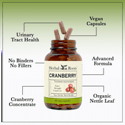 Herbal Roots Cranberry Antioxidant Super Fruit Capsules with Organic Nettle Leaf Powder, 200mg, Supports Urinary Tract Health