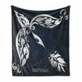 thumbnail image 1 of Zodiac Soft Flannel Fleece Blanket, Astrology Sign Sagittarius with Flower Images Planetary Impacts on Nature Theme, Cozy Plush for Indoor and Outdoor Use, 50" x 70", Grey and Blue, by Ambesonne, 1 of 6