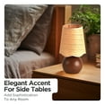 thumbnail image 7 of KUNJOULAM Boho Rattan Table Lamp, Accent Lamp with Woven Lampshade  Metal Base, Bedside Nightstand Desk Light for Bedroom Livingroom Home Decor  Use E26 Bulb (Bulb Not Included), 7 of 7