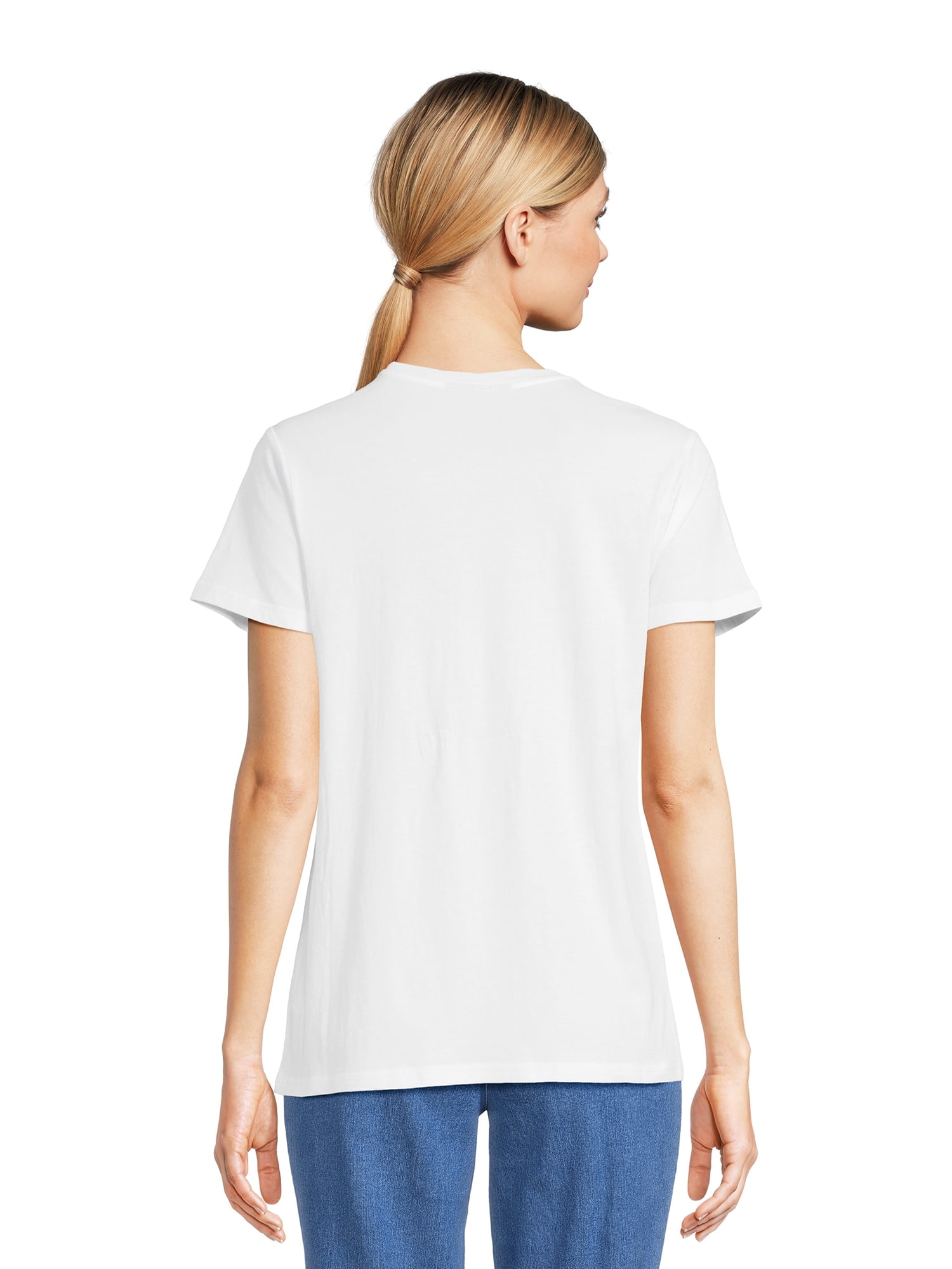 RealSize Women's V-Neck Graphic Tee with Short Sleeves, Sizes XS-3XL