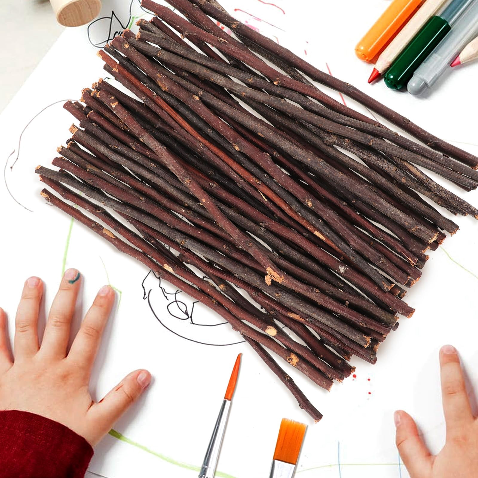 36Pcs Natural Wood Log Sticks for Crafts 11.8" Dried Twigs for DIY Wood Craft Supplies Photo Props and Home Decoration Accessories, Brown