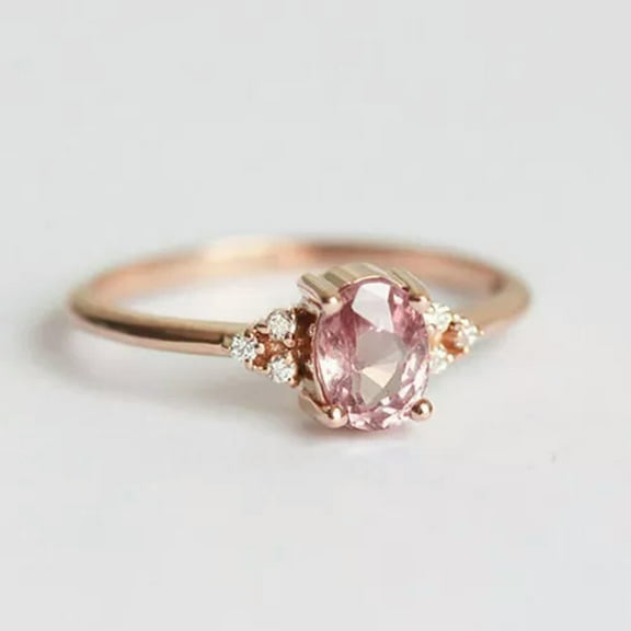 GKNET Pink Rhinestone Ring Finger Ring Engagement Ring Delicate Jewelry For Women Size 6,7,10-Seven