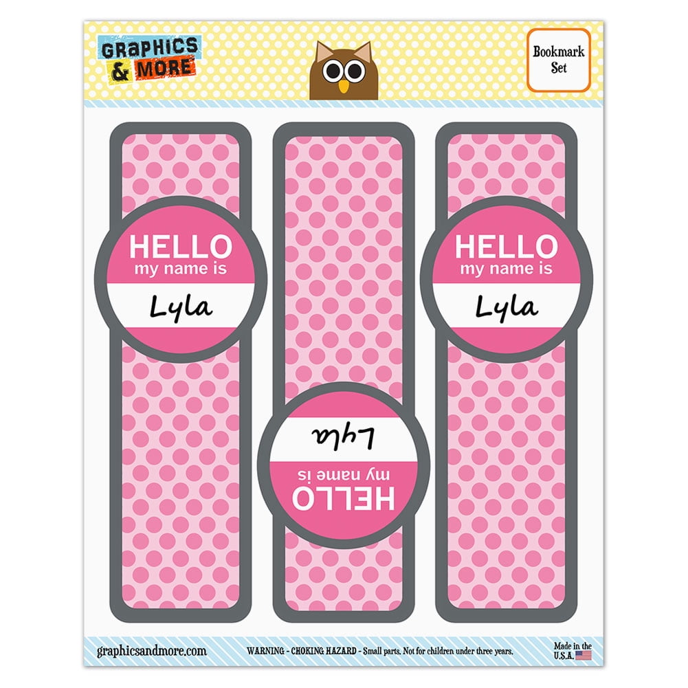 Lyla Hello My Name Is Glossy Laminated Bookmarks Set of 3