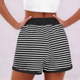 thumbnail image 3 of Oplxuo Casual Striped Shorts for Women Summer Elastic Waist Drawstring Loose Lounge Sweat Shorts with Pockets, 3 of 5