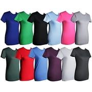 SOCKS'NBULK 12 Pack of Womens T-Shirts in Bulk, Cotton Crew Neck Scoop Short Sleeve Tees Mix Colors Bulk