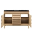 thumbnail image 6 of Double Sink Vanity Cabinet, Brown Oak Black, Wood, Mid Century Hotel Bedroom Bathroom, Modern Contemporary HB33660, 6 of 11