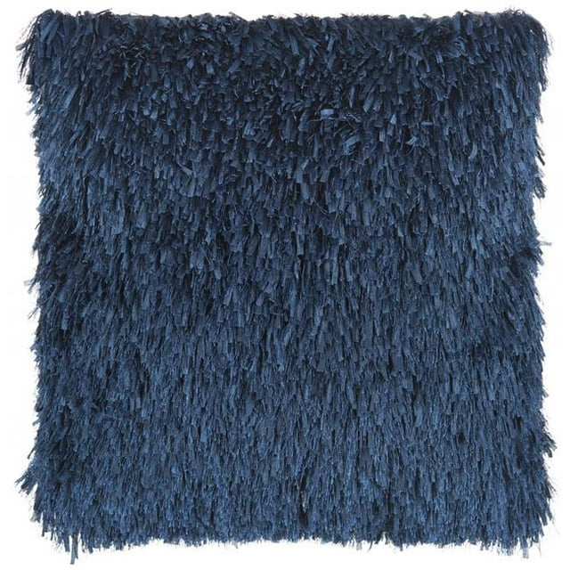 HomeRoots 386427 Coussin Carré Shag Marine