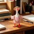 thumbnail image 4 of PiGOGI Summer Porch Goose Outfit Set for 7 Inch Mini Ducks, Striped Shirt Straw Hat Sunglasses, Outdoor Yard Patio Lawn Decor, 4 of 9