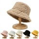 thumbnail image 2 of Gorro de pescador de color sólido, gorro de moda coreana para mujer, gorro de lavabo cálido a prueba de frío, gorro de peluche de lana de cordero con placa ligera, 2 of 6