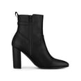 thumbnail image 3 of BLISSFUL STEP Women's Strap Decor Point Toe Block High Heels Ankle Boots, 3 of 8