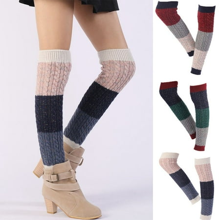 

SPRING PARK 1 Pair Thick Knee Protective Warmers Knitted Crochet Long Boot Cuffs for Women Favors