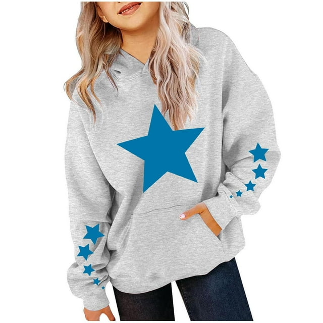Girls And Cute Hoodies For Oversized Long Sleeve Drawstring Hooded Sweatshirt Gradient Teen Girls Pullover Tops Grey