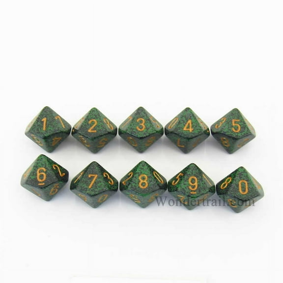 Gold Recon Elemental Dice with Gold Numbers D10 16mm (5/8) Set of 10 Koplow Games