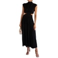 thumbnail image 1 of SUNSIOM Robes d'Été pour Femmes Plage Décontractée Sans Manches Col Montant Taille Creuse Longue Robe Couleur Unie Vacances Robe Ample, 1 of 9